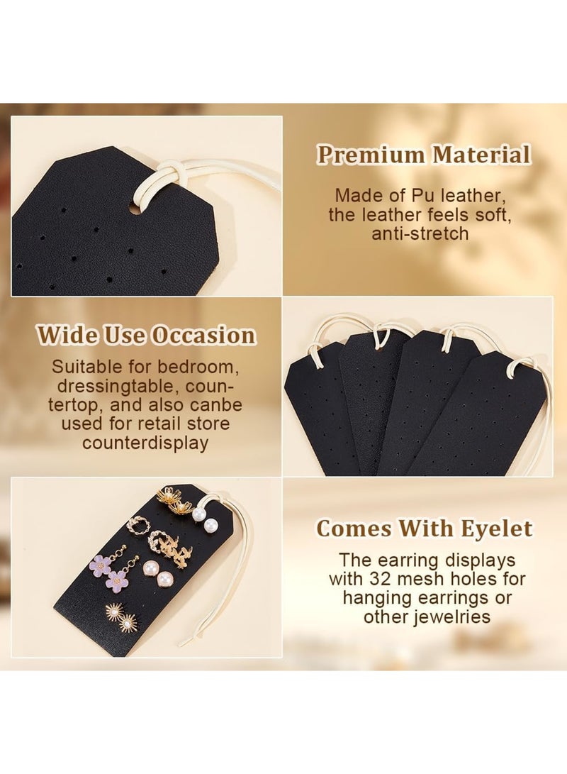 SYOSI 7Pcs Portable Leather Earring Holders, Black Imitation Leather Earring Displays, 4.3x2 Inch Stud Holder, Hanging Jewelry Organizer for Earrings and Studs - Image 4